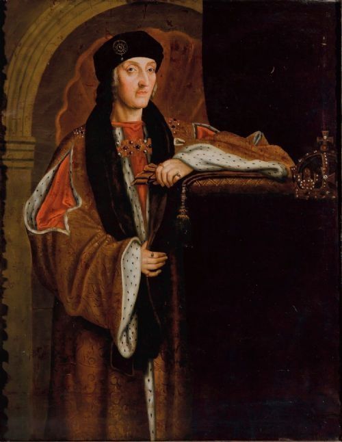 c16001625 long gallery set oil portrait king henry vii 7th important tudor painting after hans holbein the younger