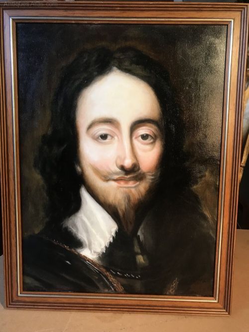 king charles 1st after van dycks oil portrait painting on panel