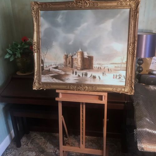 castle muiden oil portrait dutch winter landscape paintings after jan beerstraaten