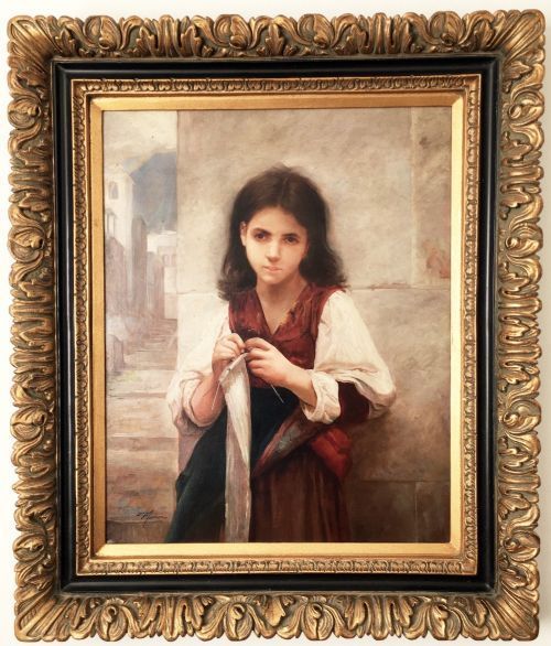 portrait of italian girl after william adolph bouguereau embellished oileograph portrait painting