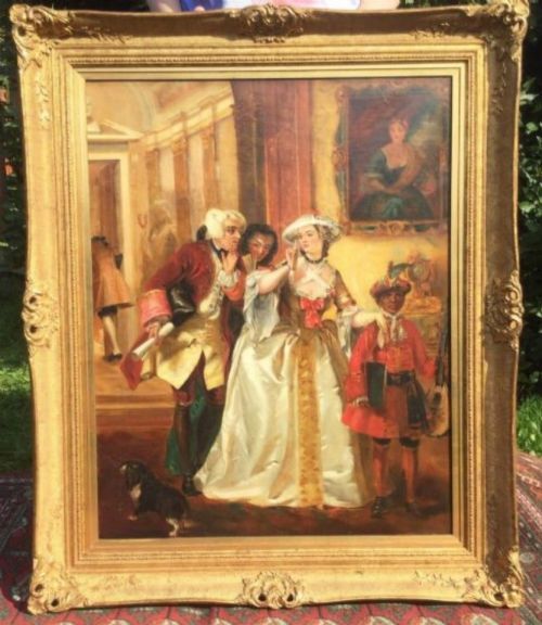 french ballroom versailles palace painting interior scene figurative 19th oil portrait on canvas