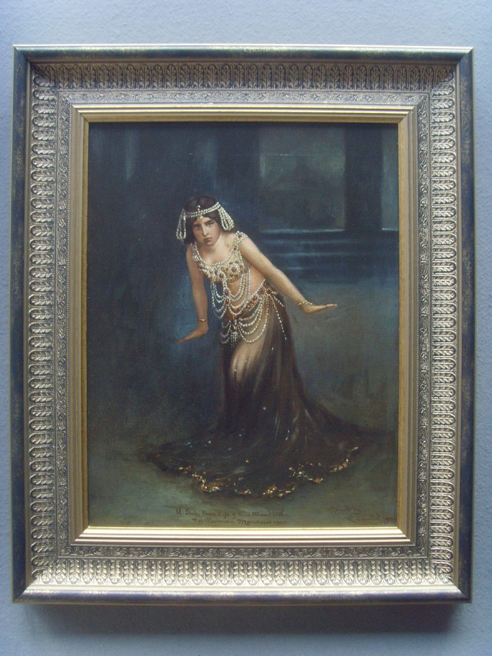 quality oil painting on canvas of dancer maud allan as she portrays salome by gibraltarian artist rtrinidad signed dated c1909 24 x 20 inches approx
