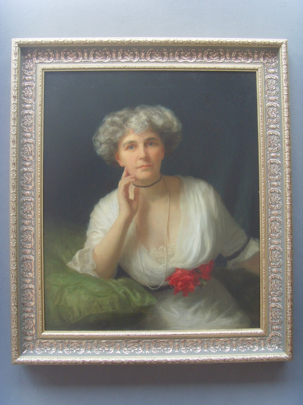 fine oil portrait of lady randolph churchill c1900 mother of wartime priminister winston churchill by artist sydney wales white