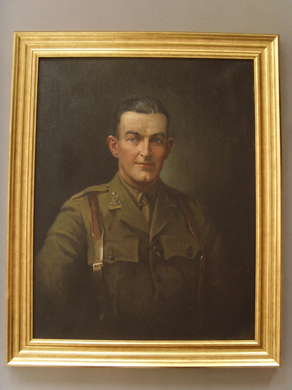 c1919 large military oil portrait painting army officer signed dated by scottish artist david nicholson ingles framed size 43 x 35 inches