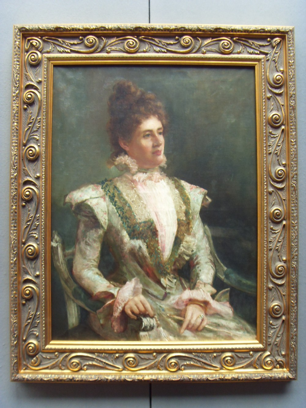 oil portrait of grande french lady la belle epoque period in gallery frame 40 x 32 inches