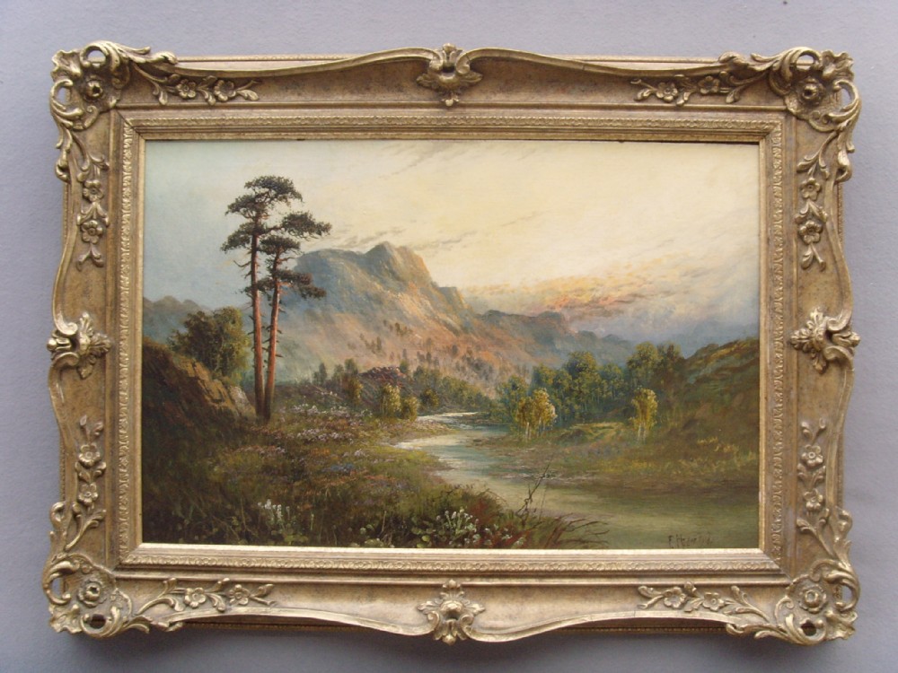 frank hider river landscape oil painting scottish highlands signed dated 1918