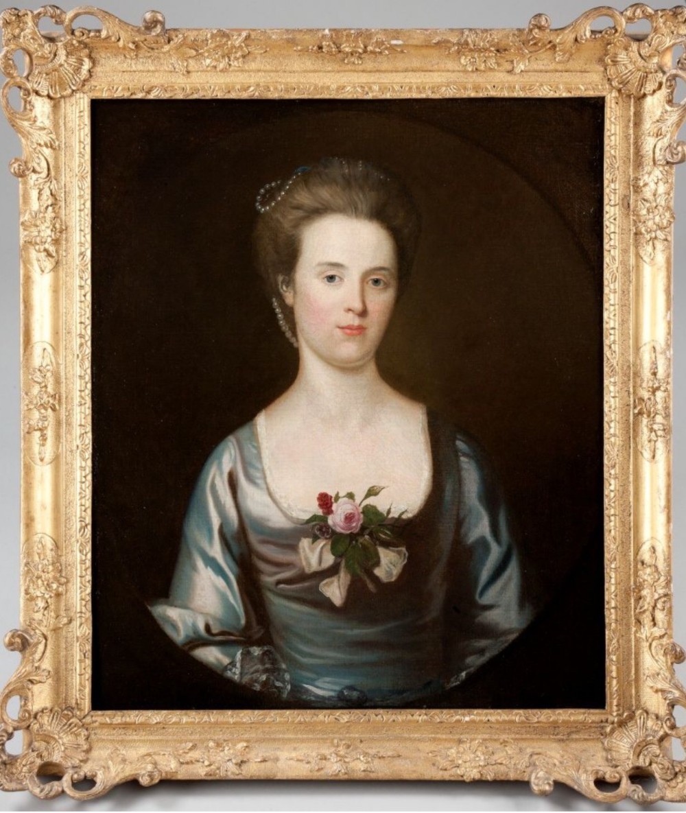 18thc oil portrait painting of a lady