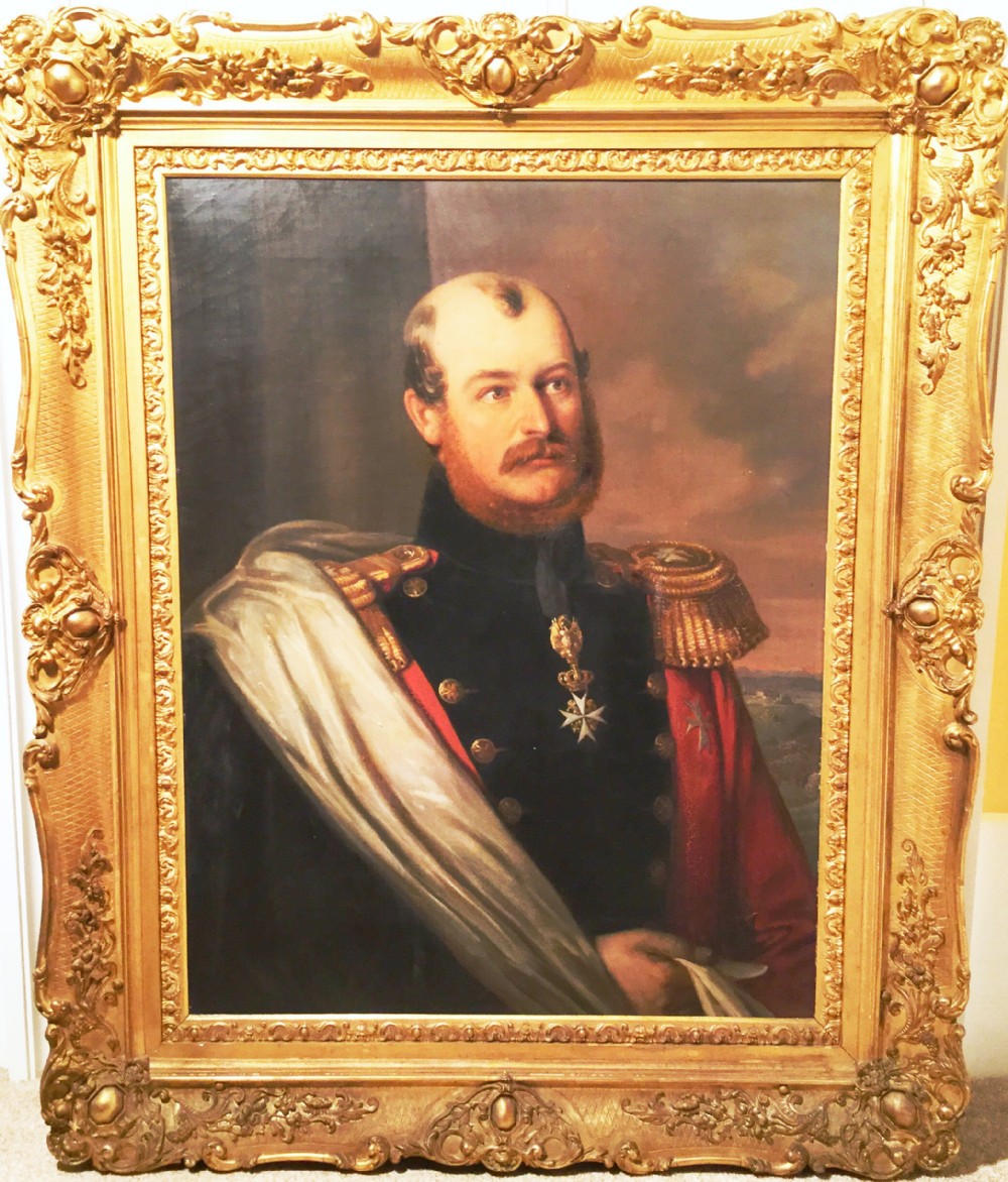 oil portrait of prince constantine of waldburgzeil trauchburg of germany c1846german military paintingsdecorated officer portrait medals uniform gold epaulettes military cross