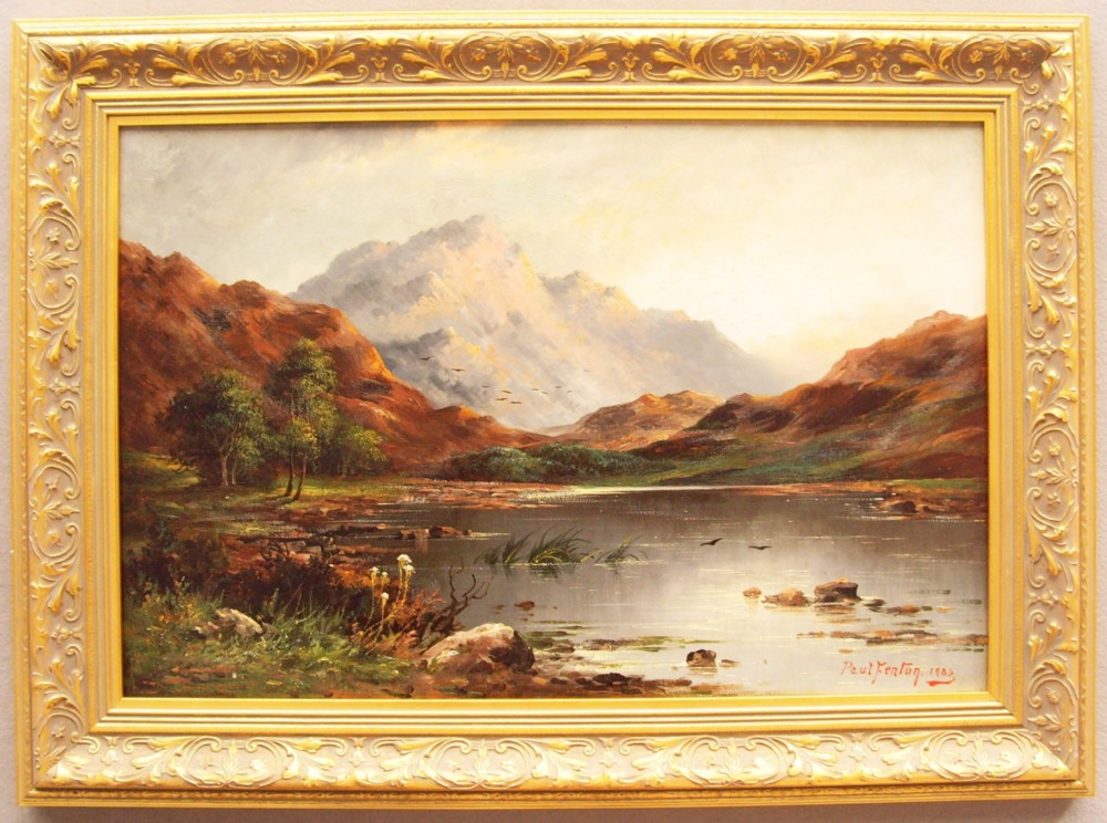 landscape oil painting of loch earn scotland at sunset by paul fentonriver mountains lakes