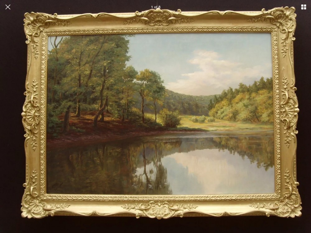 large river landscape oil painting style of everett wmellor 18781965 signed smoller