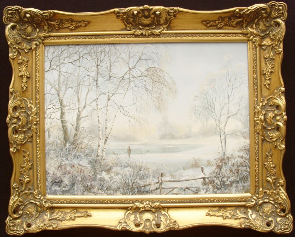 christmas snowy winter landscape oil painting