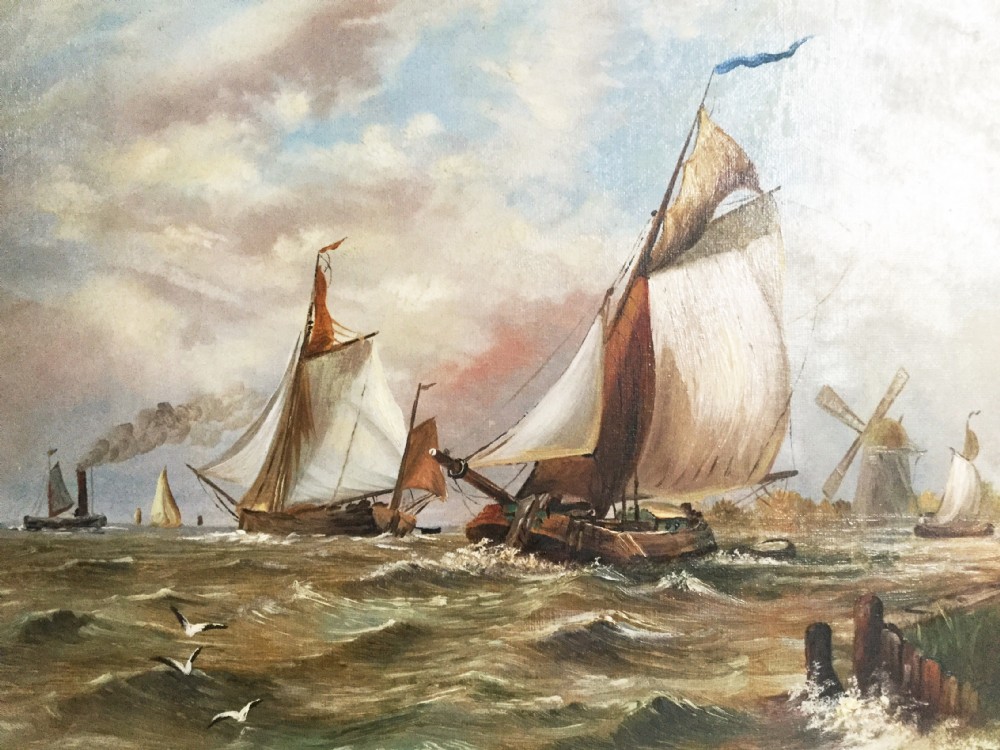 19thc dutch marine seascape oil painting by maud edickinson