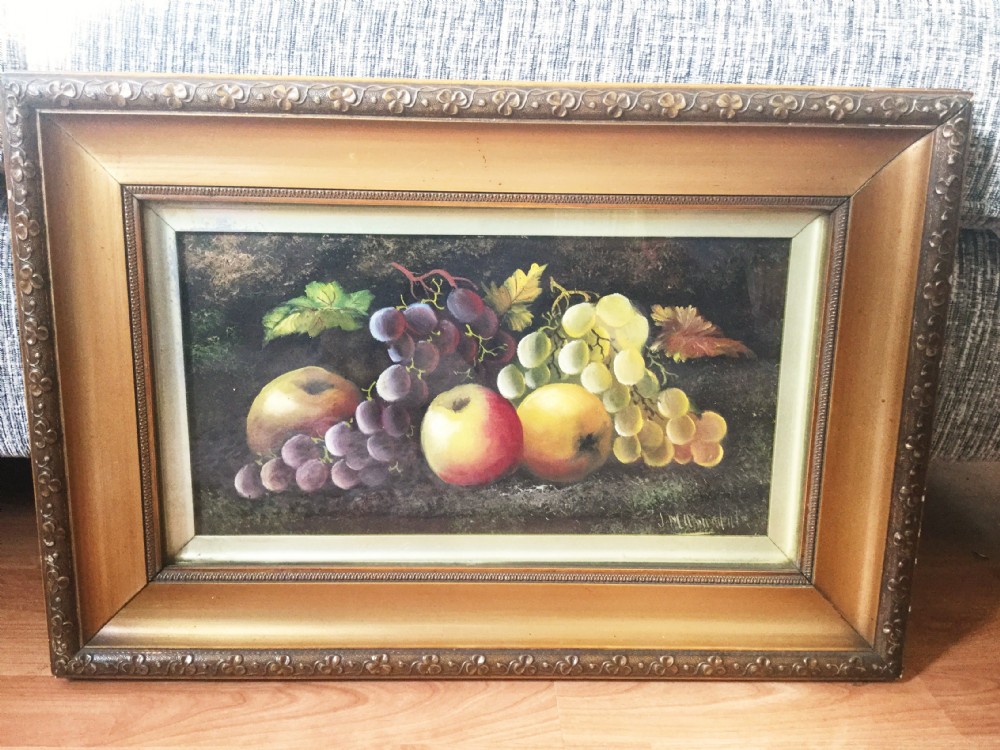 fine antique art edwardian still life fruit oil paintings on board under glass signed jmarundele pictures of fruit gilt frames