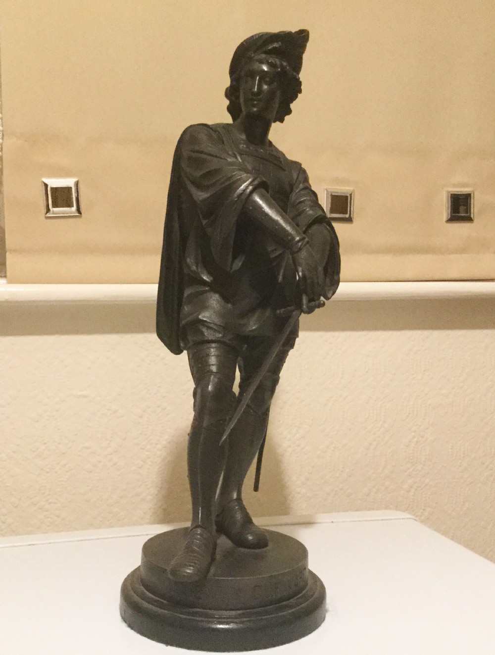recently stolen victorian sphelter figure of hero quentin durward