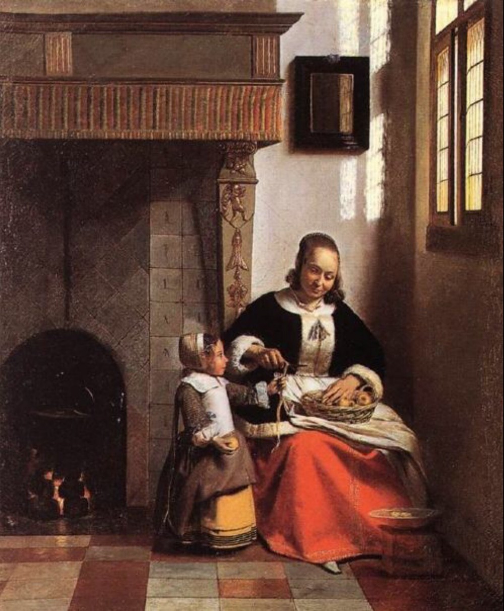 medici society print flemish interior scene after original oil painting by pieter de hooch c1916