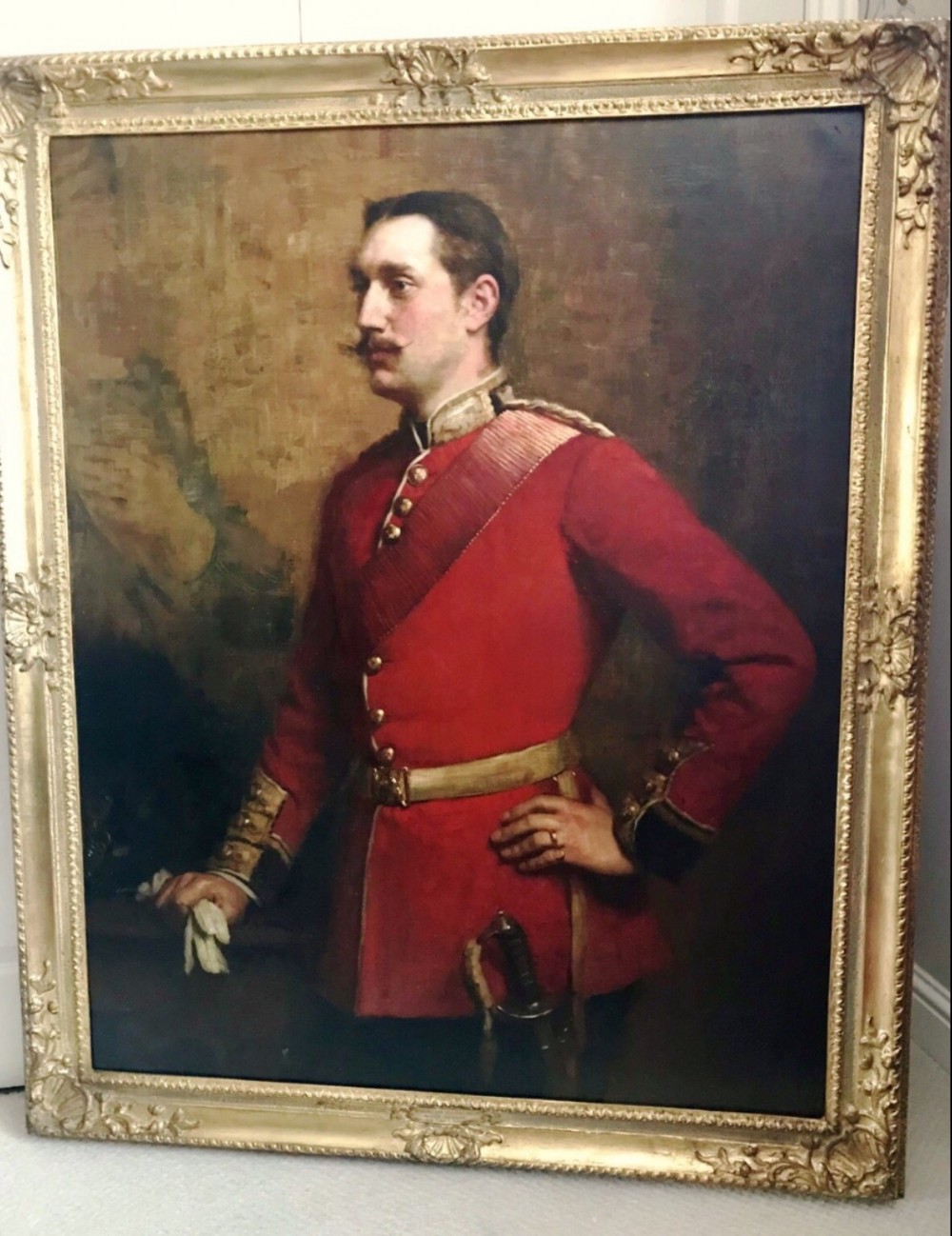 scots guards officer howard carter tutankhamen lord carnarvon oil portrait painting by brother william carter military antique art