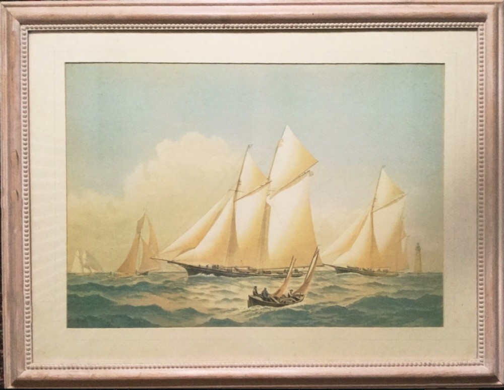 fred scozzens american yacht lithograph 18461928 after original painting