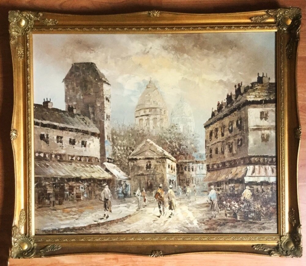 impressionist oil painting parisian portrait street scene
