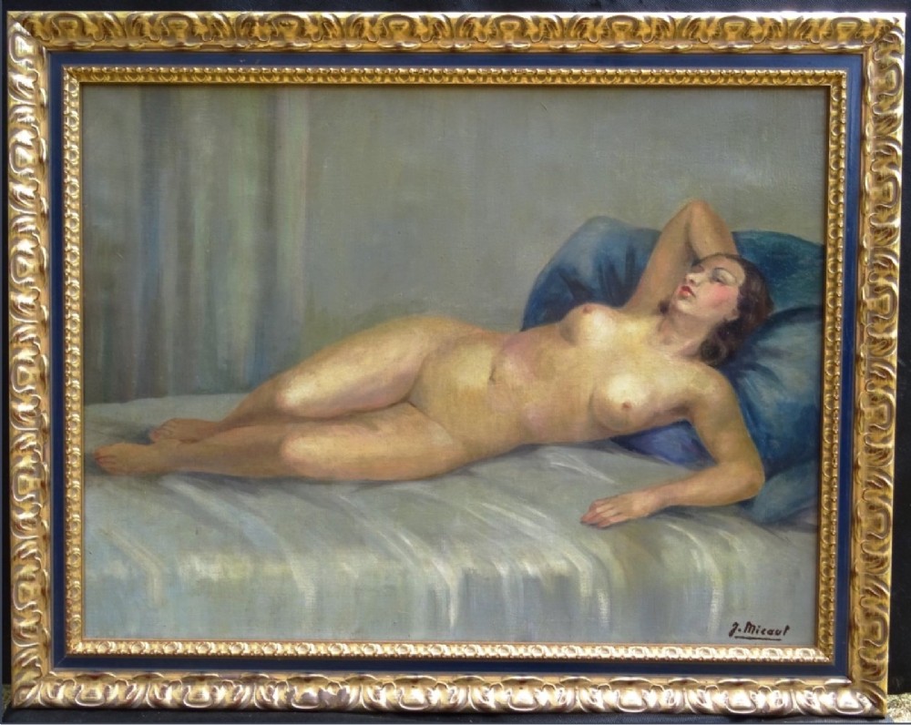 nude lady portrait french art deco oil paintings