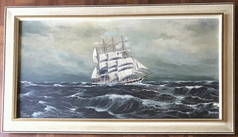 marine seascape sailing ship oil painting