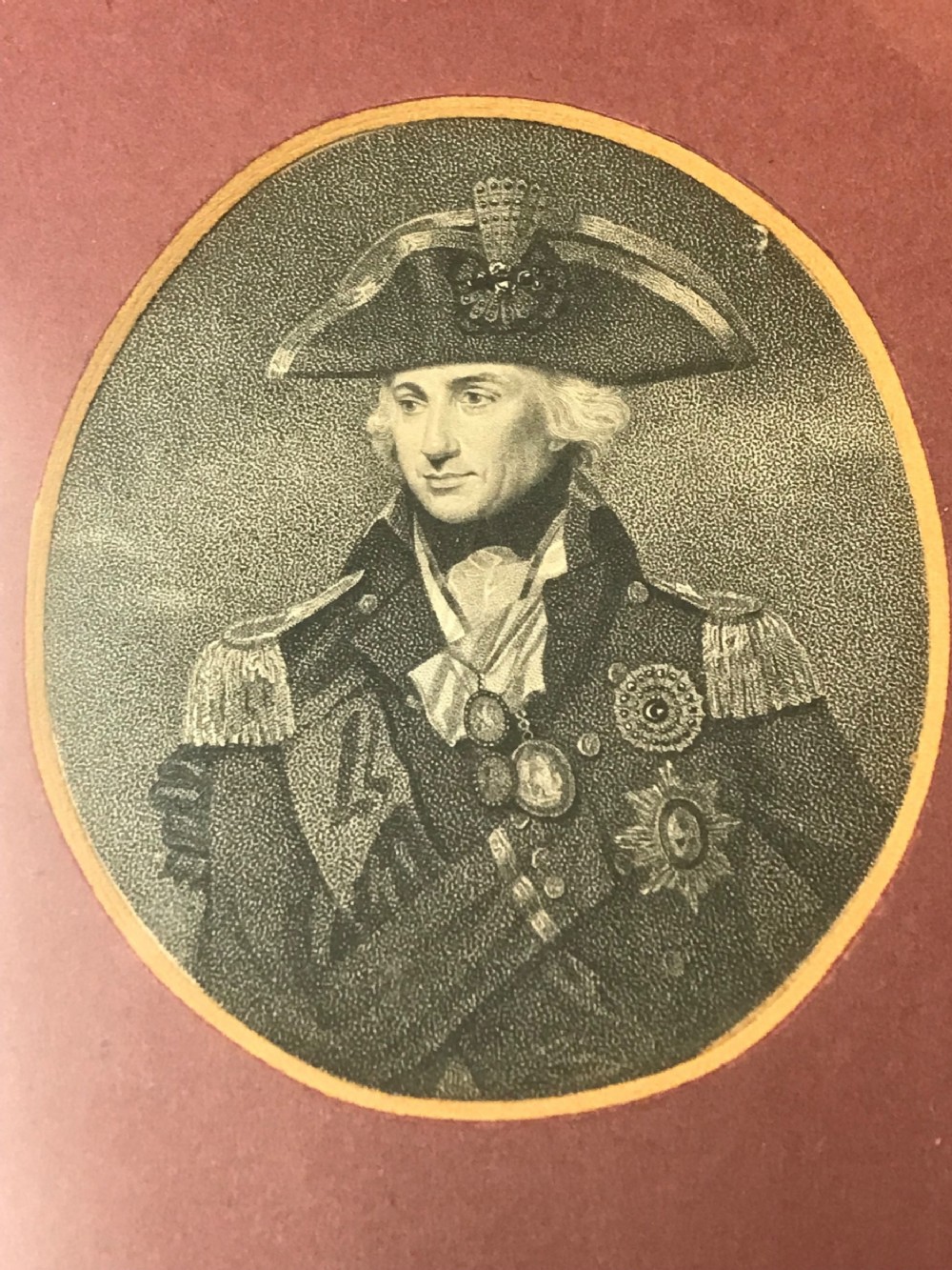 pair 19th engravings admiral lord nelson captain hugh palliser naval officer portraits