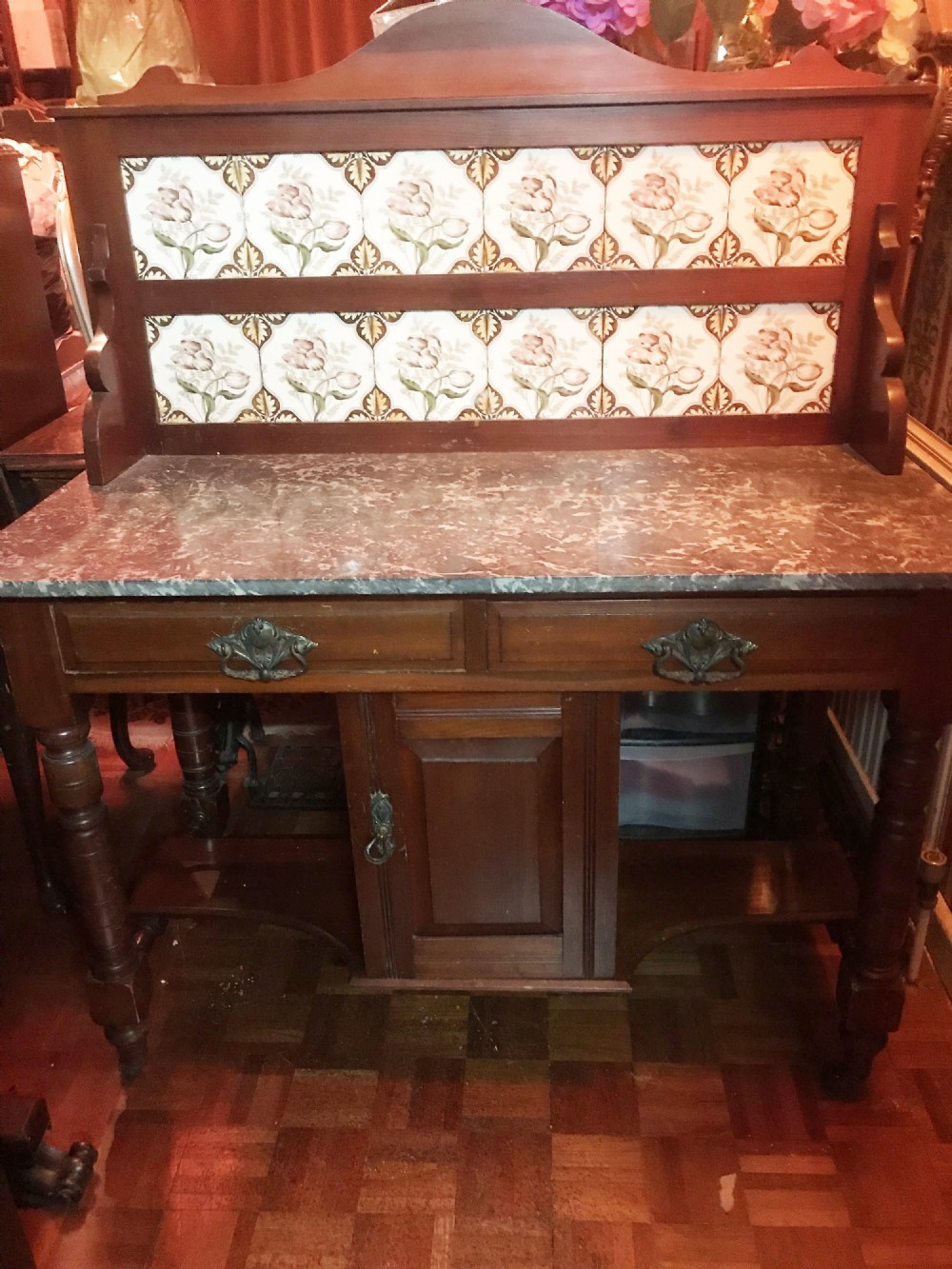 washstand marble top tiled victorian walnut bedroom furniture