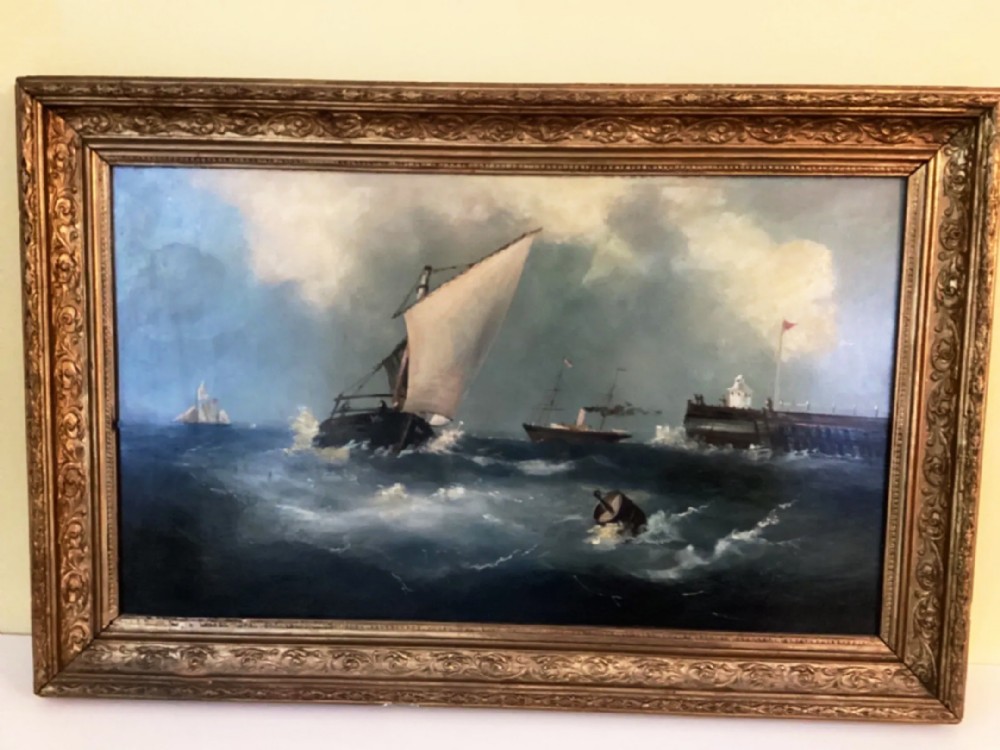 seascape painting gorleston pier great yarmouth norfolk marine portraits of sailing steam ships