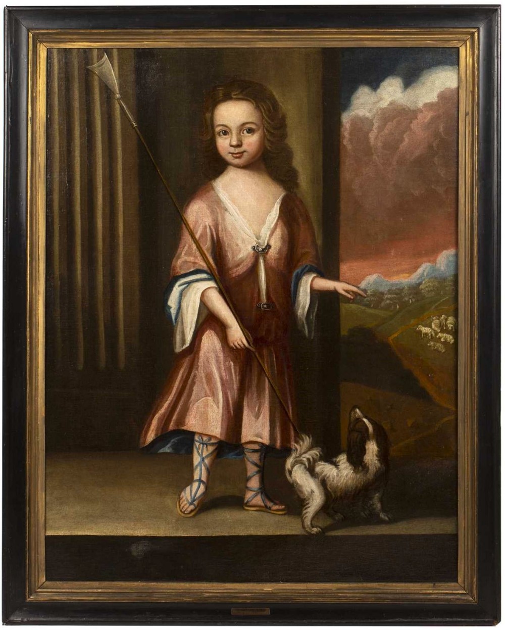 18th oil portraits young boy jonathan king circle of charles d'agar antique paintings spaniel dogs