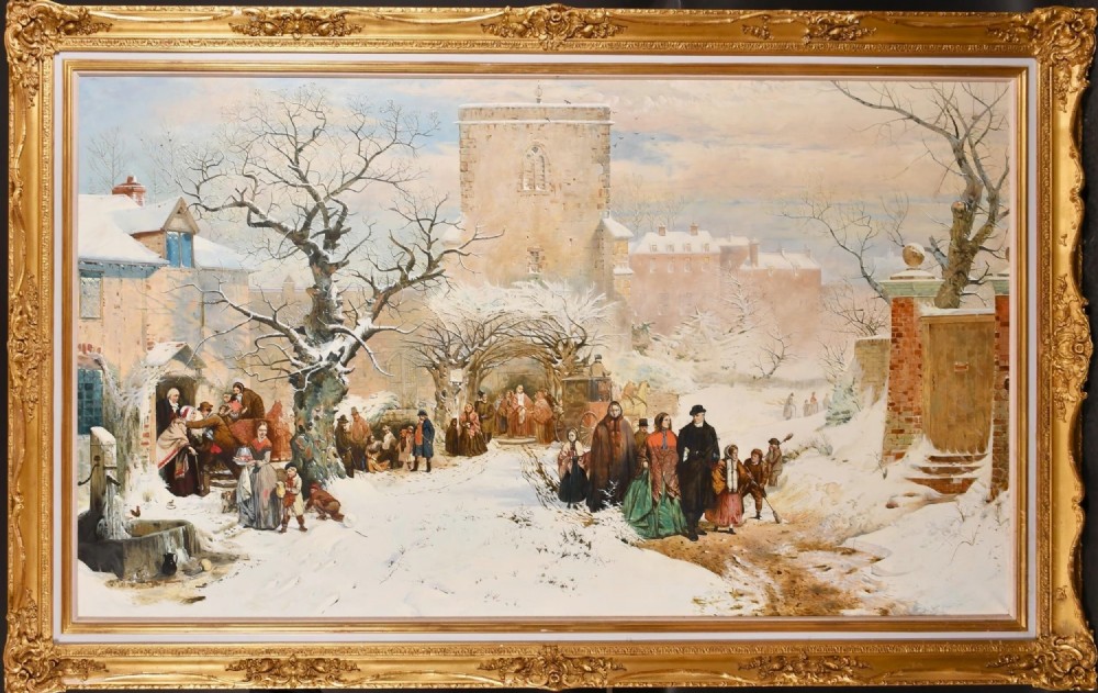 christmas day after john ritchie 18211879 genre figurative winter snow oil portrait paintings
