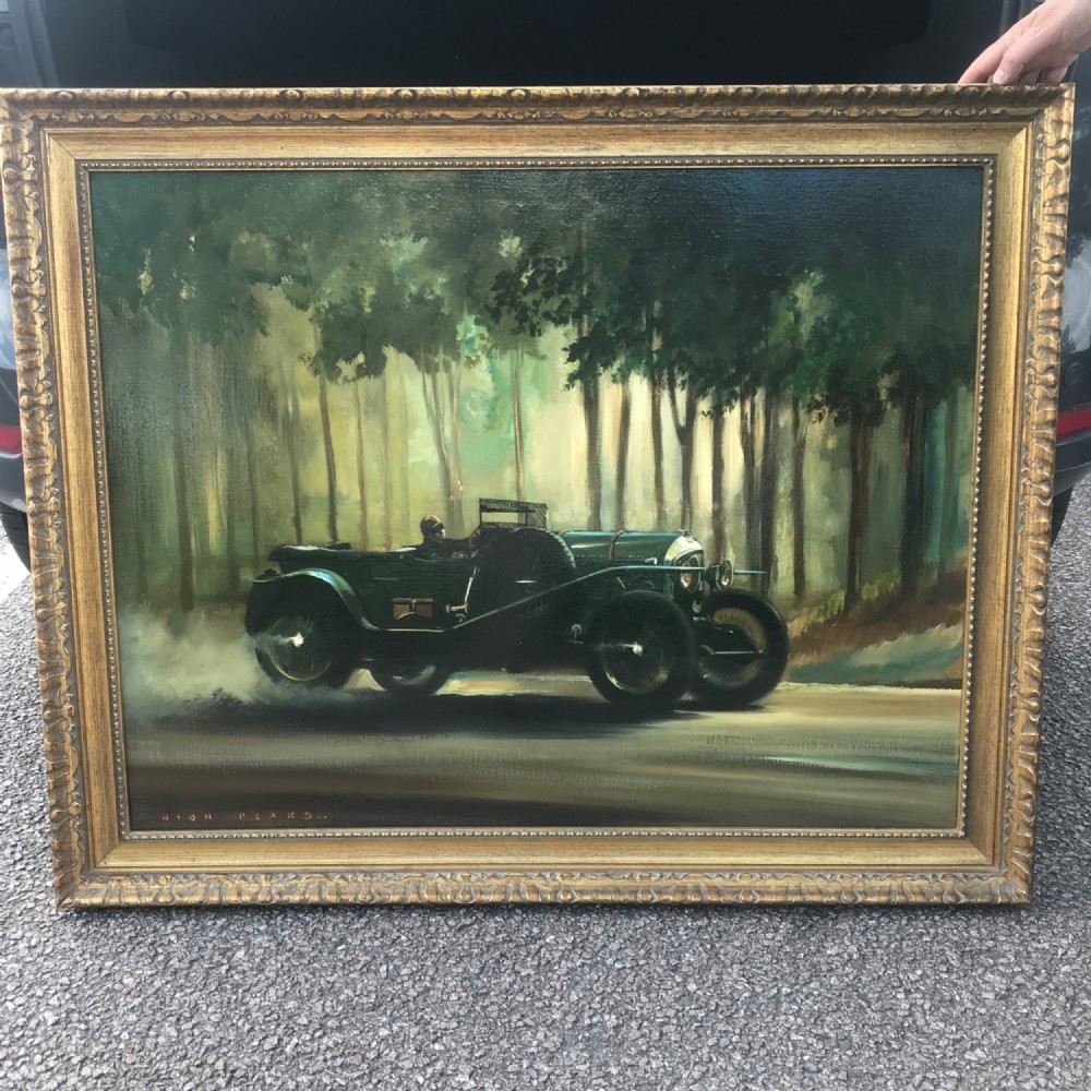 vintage car dion pears le mans 24 hours race bentley 3 litre won 1927 oil portrait painting