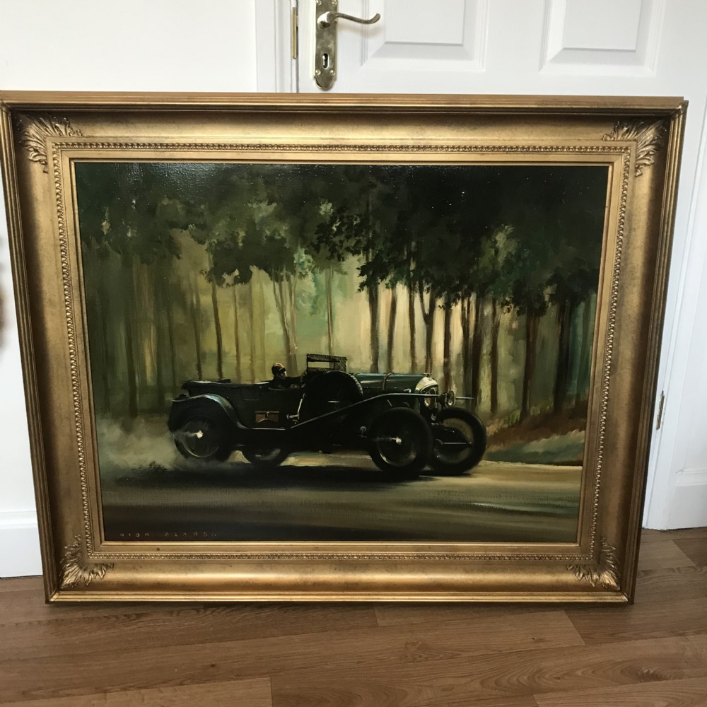 vintage car dion pears le mans 24 hours race bentley 3 litre won 1927 oil portrait painting