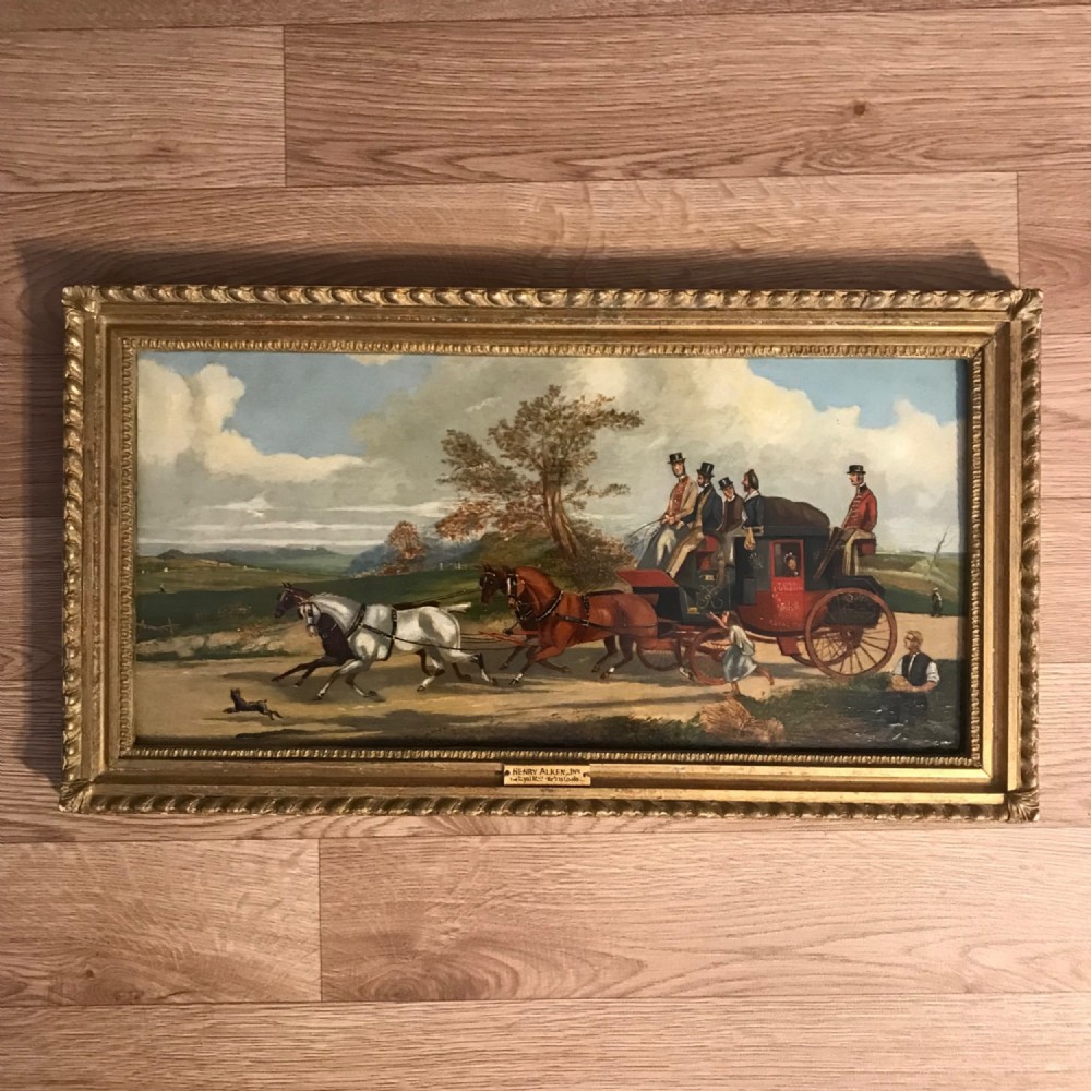 samuel henry alken royal mail coach york london oil on panel signed alken