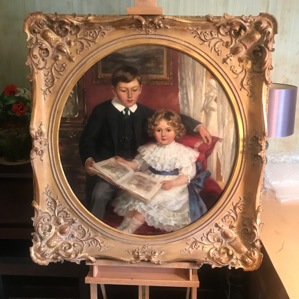 william and constance mair by arthur percy dixon edwardian oil portrait paintings