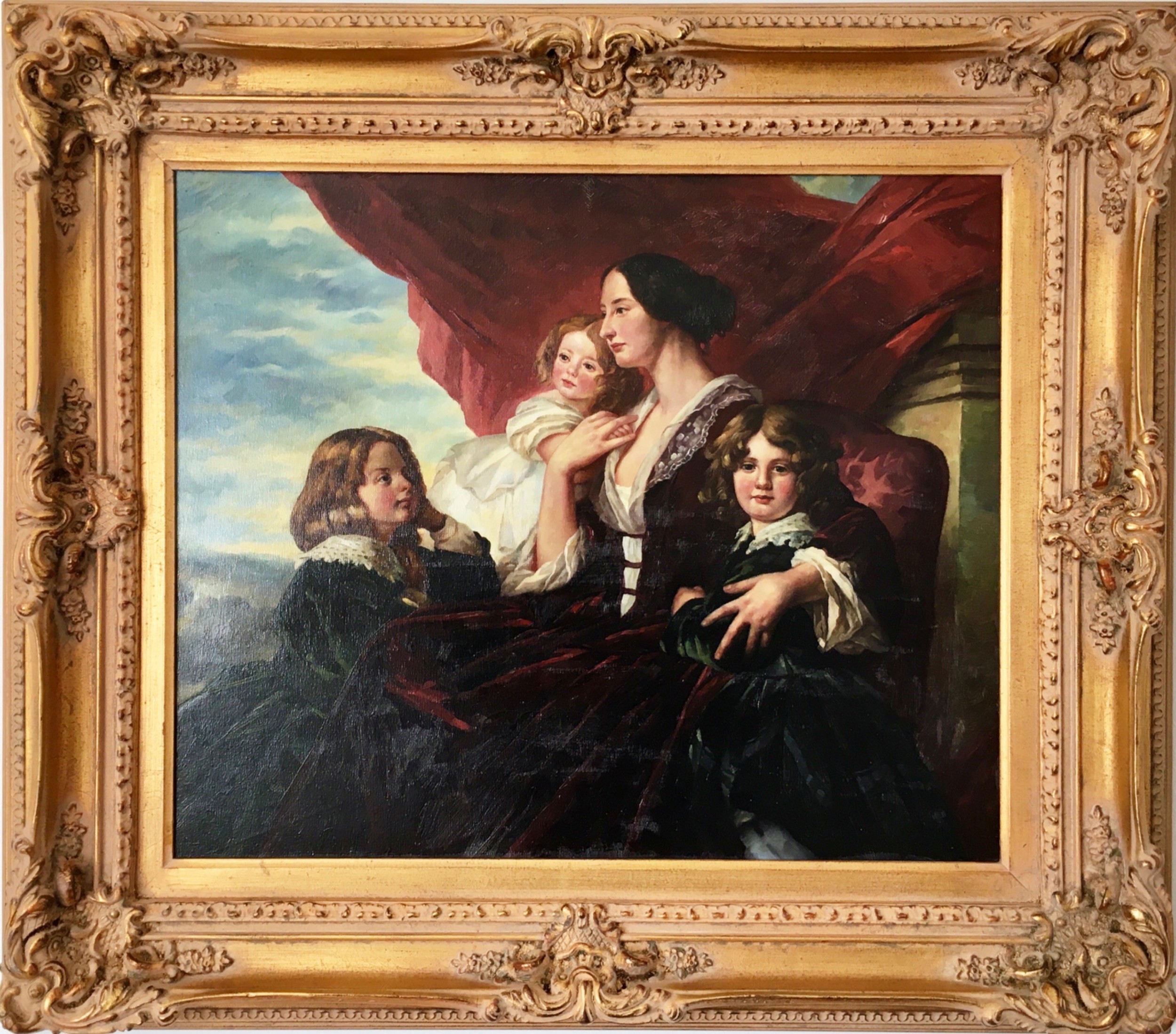 portrait of countess krasinka family after franz xaver winterhalter antique oil paintings