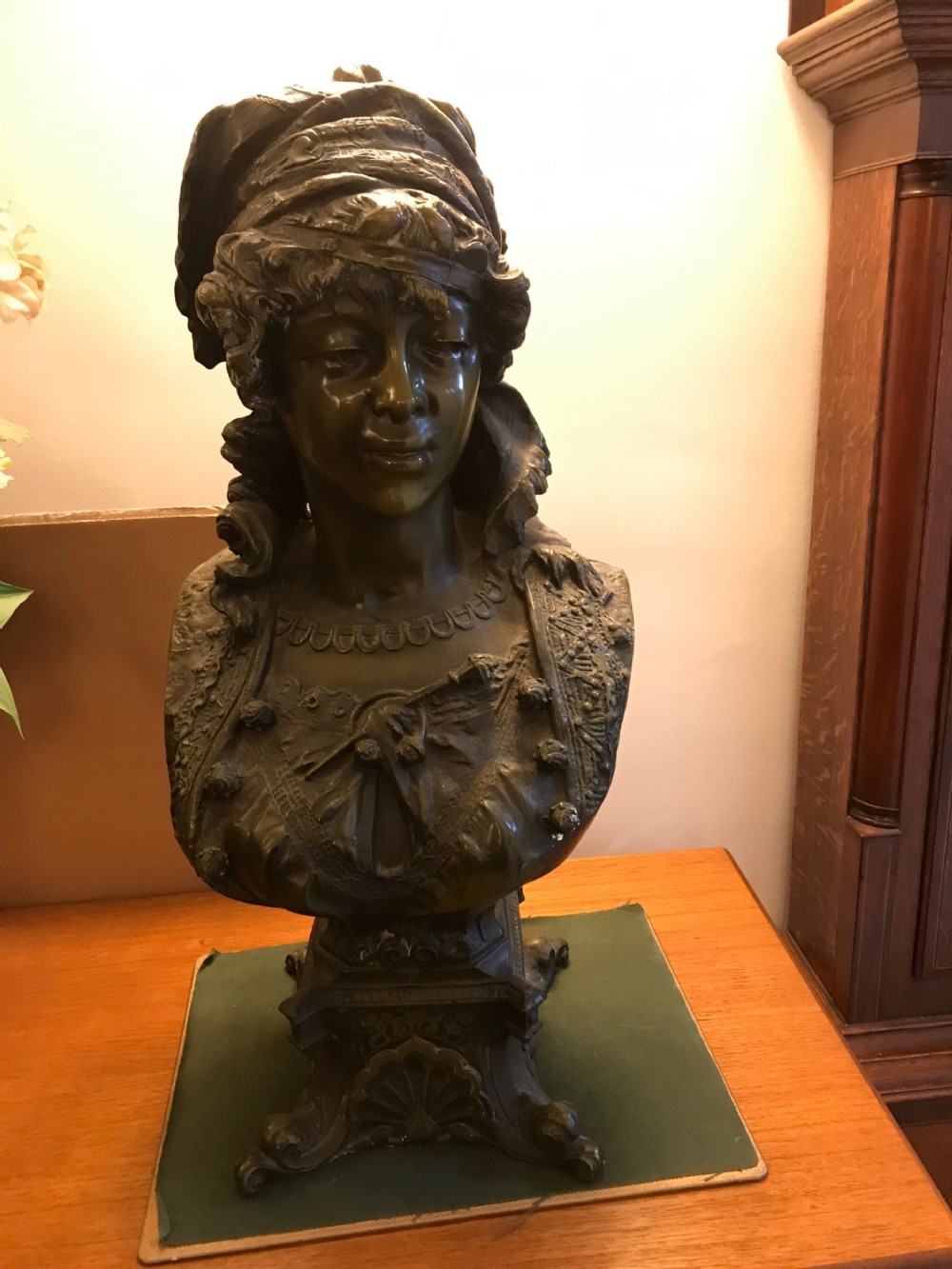 henry wissen senior18941914 signed painted french bronze maiden bust