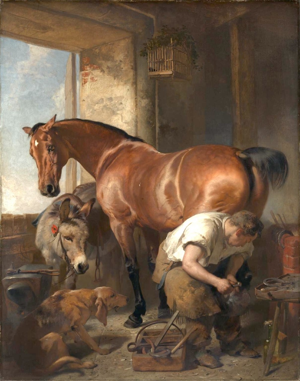 pears print after edwin henry landseer titled shoeing the bay mare
