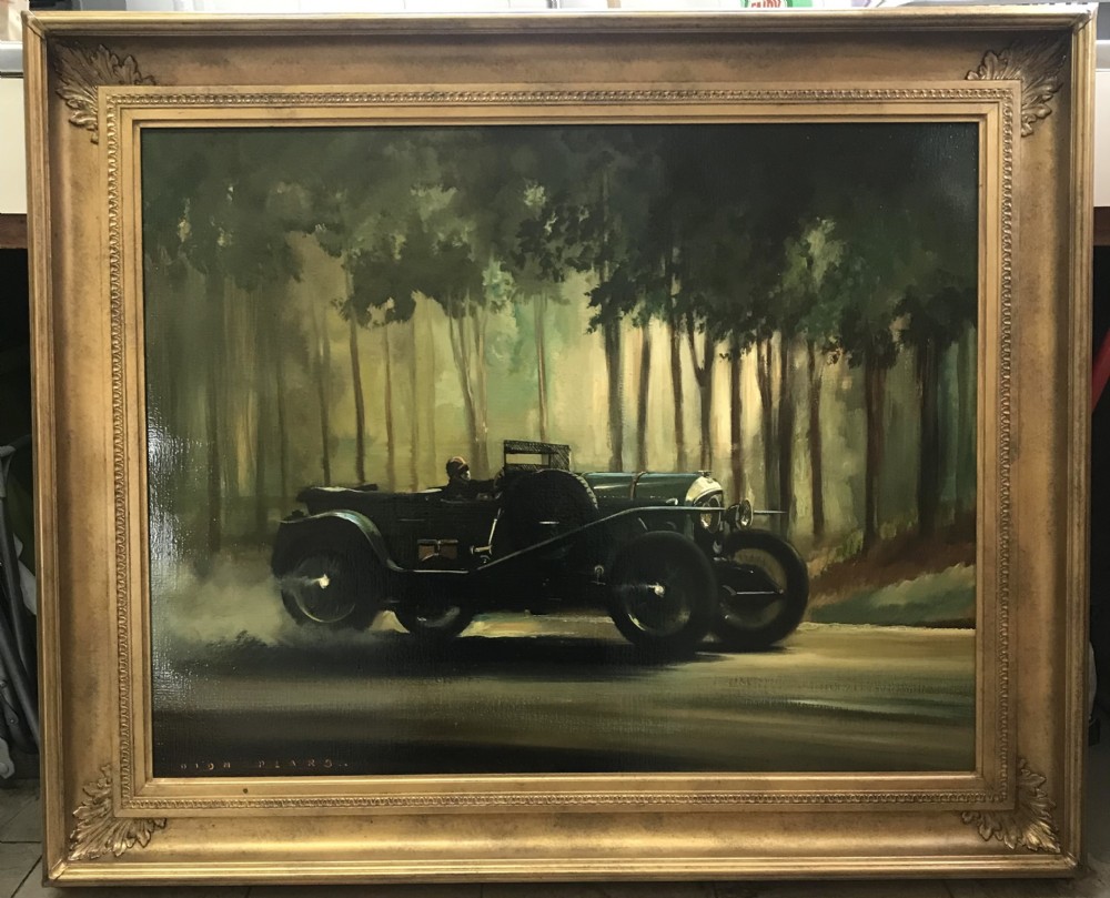 dion pears oil painting bentley 3 litre le mans vintage classic car portraits