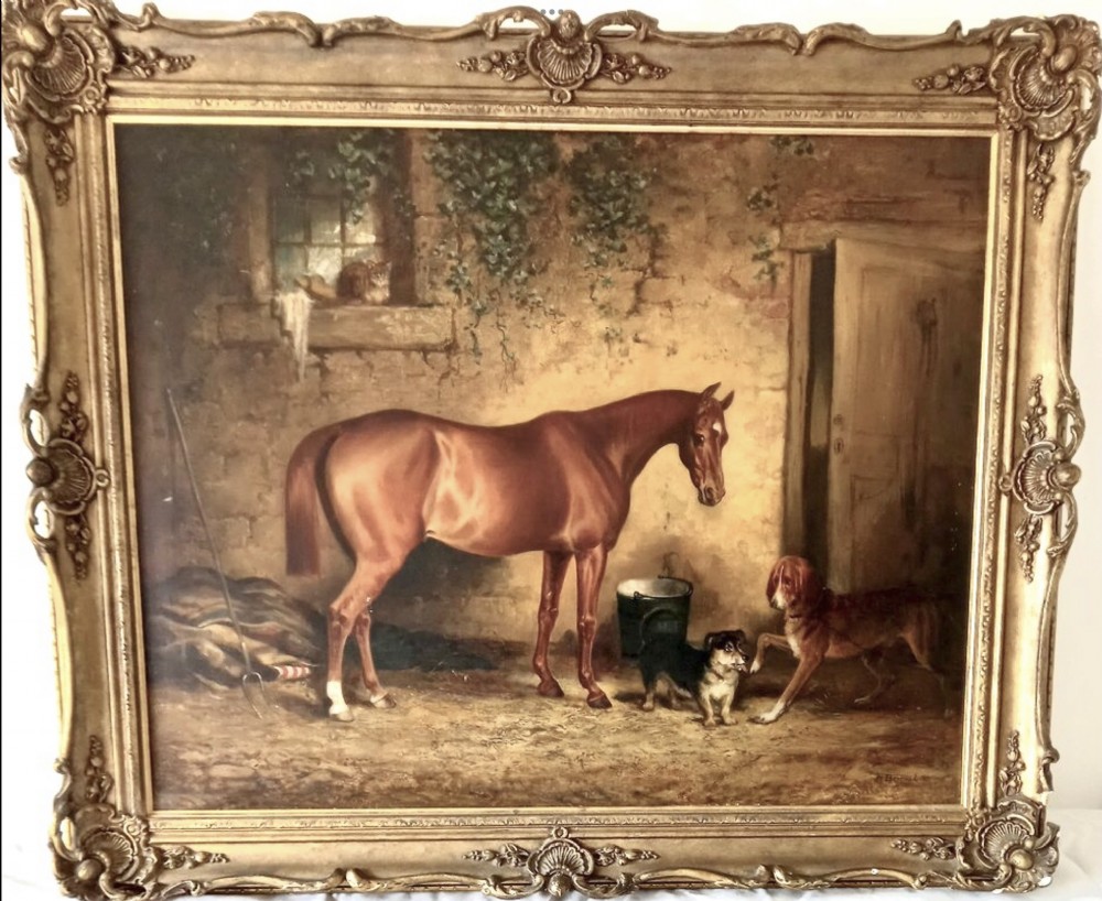 chestnut bay hunter by henry barraud 19th equine oil paintings of horses dog portraits