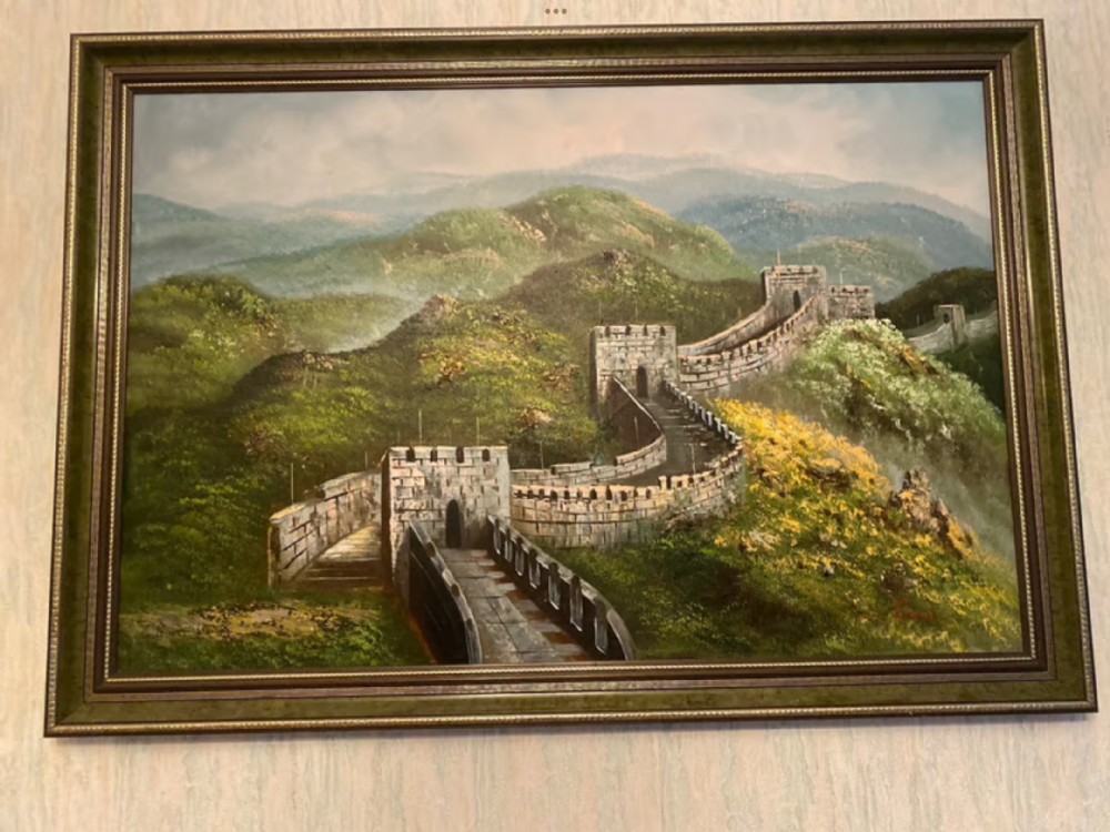the great wall of china large antique oil painting